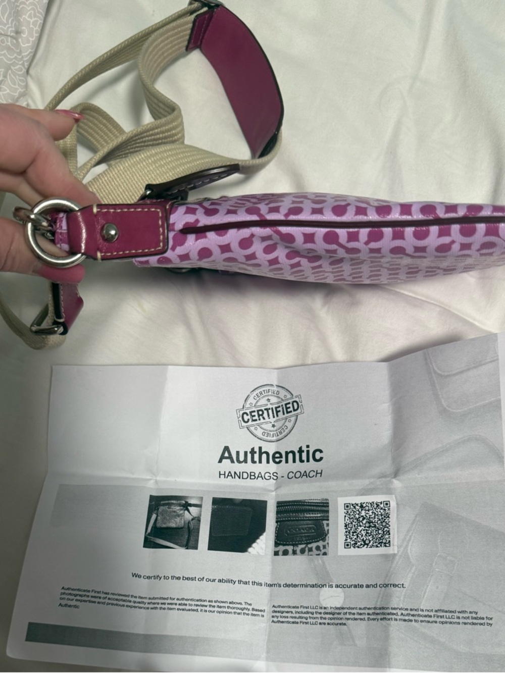 Coach 2008 Lavender logo print Crossbody in leather w/COA!! - Picture 13 of 16